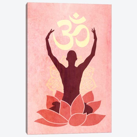 OM Lotus Flower Pose Pink Canvas Print #YOG4} by Unknown Artist Canvas Print