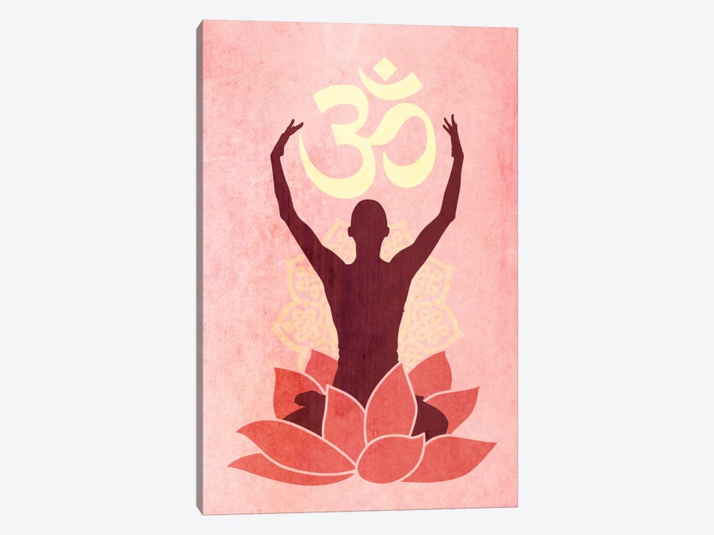 OM Lotus Flower Pose Pink by 5by5collective 1-piece Art Print