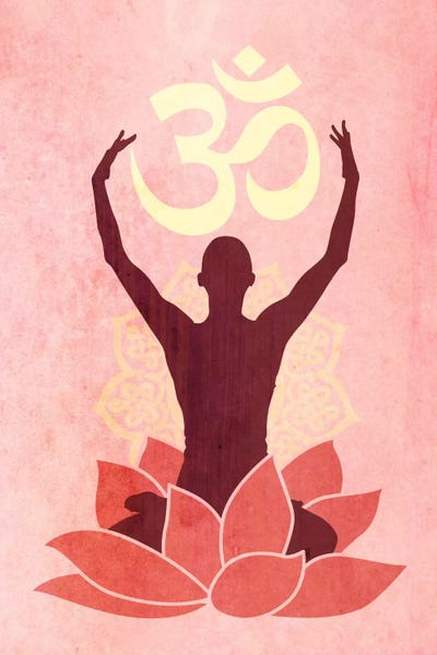 5by5collective: OM Lotus Flower Pose Pink by 5by5collective