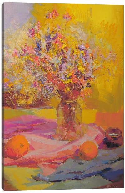 Flowers like Lace Canvas Art Print - Citrus Orange