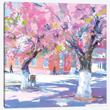 Sakura Hugs Canvas Print #YPR163} by Yuri Pysar Art Print