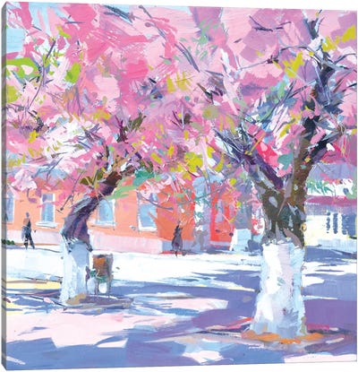 Sakura Hugs Canvas Art Print - Cherry Tree Art