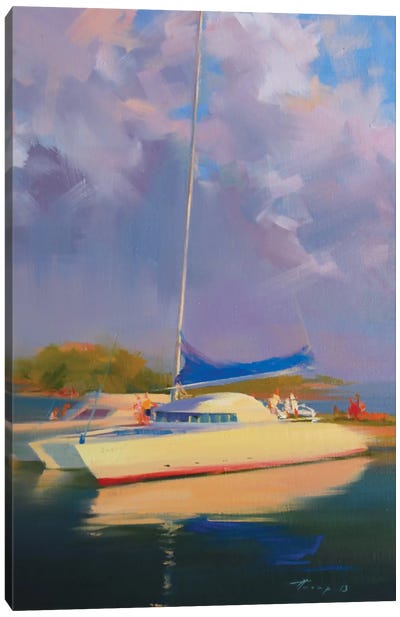 The Lady and Gentlemen Canvas Art Print - Boat Art
