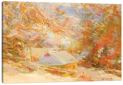 Sunny Mountains Canvas Art Print - Current Day Impressionism Art