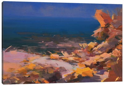 At the Sunset Canvas Art Print - Sandy Beach Art