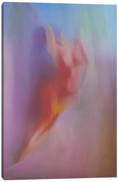 Woman from Diptych Canvas Art Print - Rose Quartz & Serenity