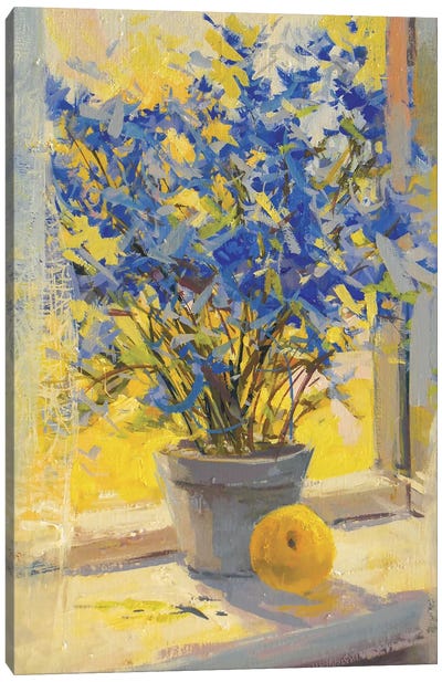 Still Life with Lemon Canvas Art Print - Soft Yellow & Blue