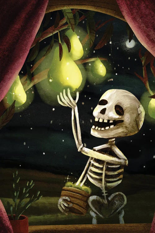 The Skeleton And The Pear Tree by Yellow Rabbit Cottage wall art