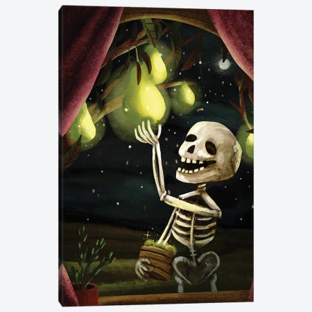 The Skeleton And The Pear Tree Canvas Print #YRC24} by Yellow Rabbit Cottage Canvas Wall Art