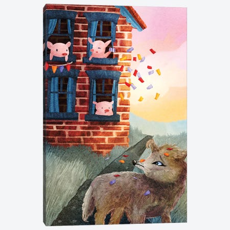 Three Little Pigs Canvas Print #YRC3} by Yellow Rabbit Cottage Canvas Art Print