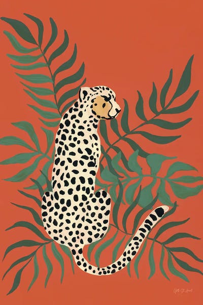 Tropical Leaves: Sitting Cheetah by Yvette St.Amant