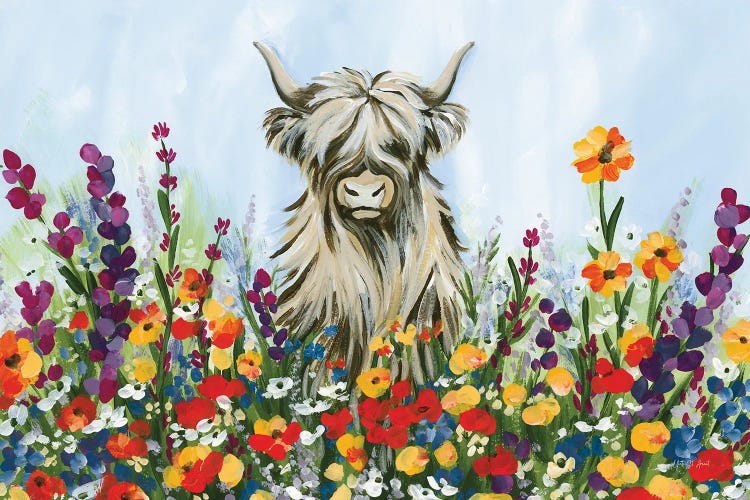 Longhorn In Spring Flowers