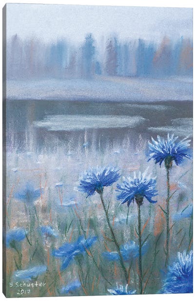Wildflowers Series Blue Canvas Art Print - Yulia Schuster