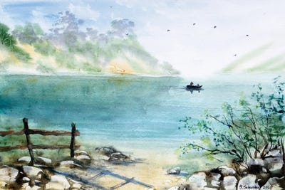 Fishing On The Lake by Yulia Schuster framed wall art