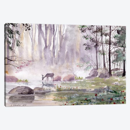 Landscape With A Deer Canvas Print #YSC54} by Yulia Schuster Canvas Art