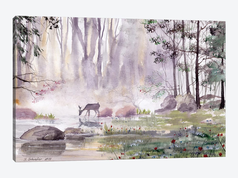 Landscape With A Deer by Yulia Schuster 1-piece Art Print