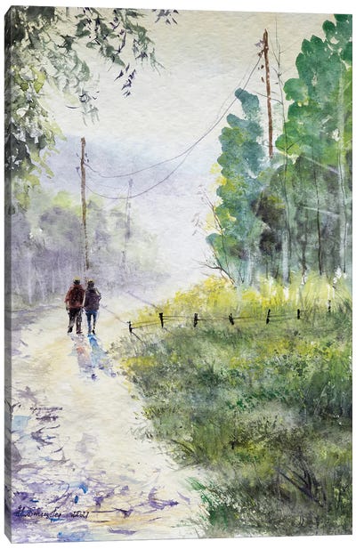 Walking In Warm Light Canvas Art Print - Yulia Schuster