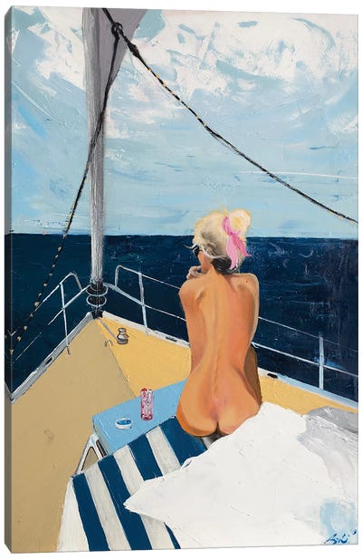 Girl On A Boat Canvas Art Print - Yura Ashi