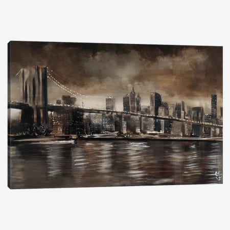 NY Brooklyn Bridge Canvas Print #YUL5} by Yuliya Volynets Canvas Art