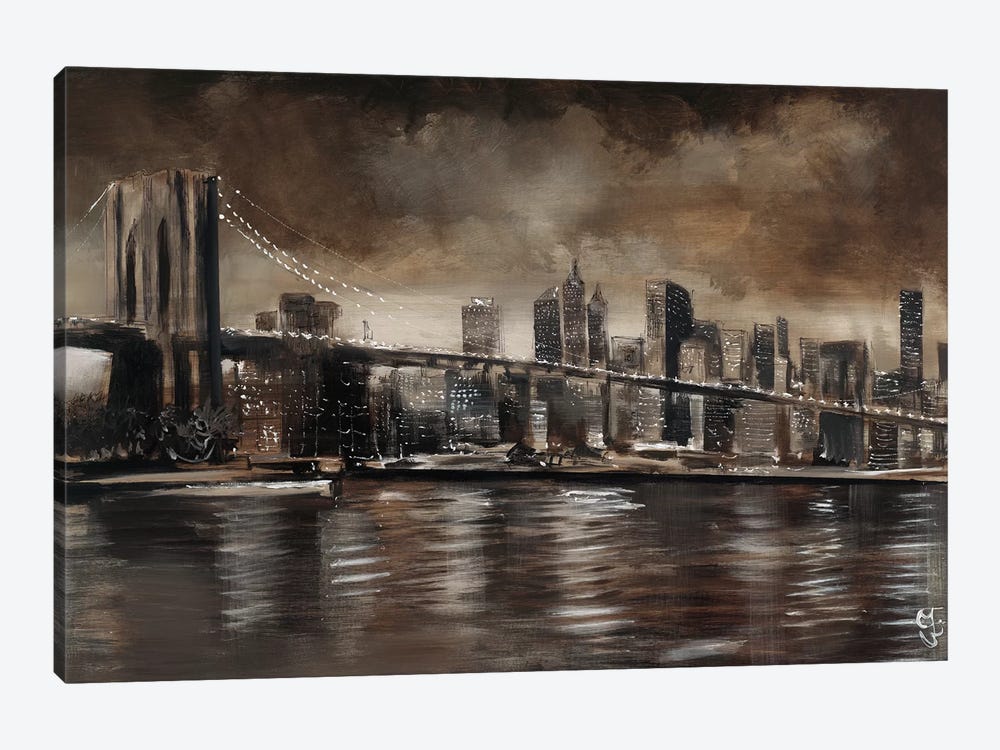 NY Brooklyn Bridge by Yuliya Volynets 1-piece Canvas Artwork
