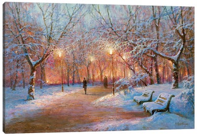 Dusk Gogolevsky Boulevard Canvas Art Print - Winter Art