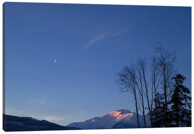 Moon And Alpenglow I Canvas Art Print