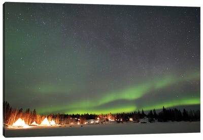 Aurora And Milky Way, Aurora Village, Yellowknife, Northwest Territories, Canada Canvas Art Print