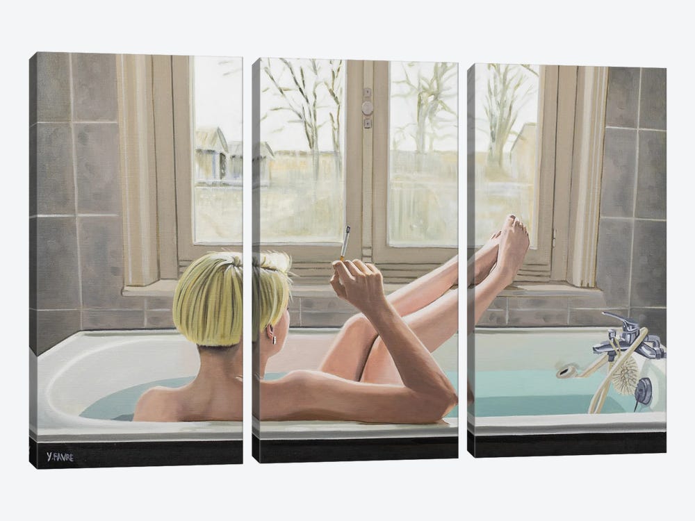 Bathtub by Yvan Favre 3-piece Canvas Art