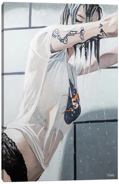 Shower Time Canvas Art Print - Lingerie Art