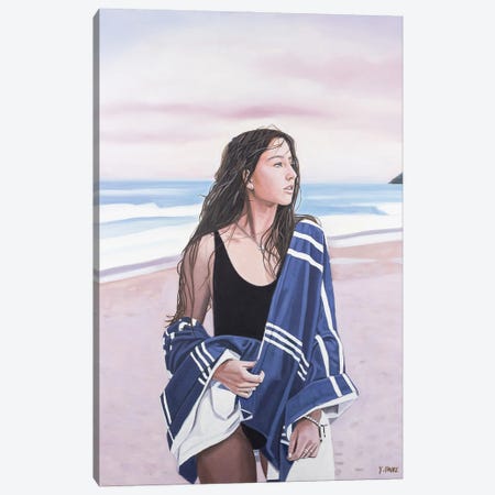 Blue Beach Towel Canvas Print #YVF7} by Yvan Favre Canvas Print