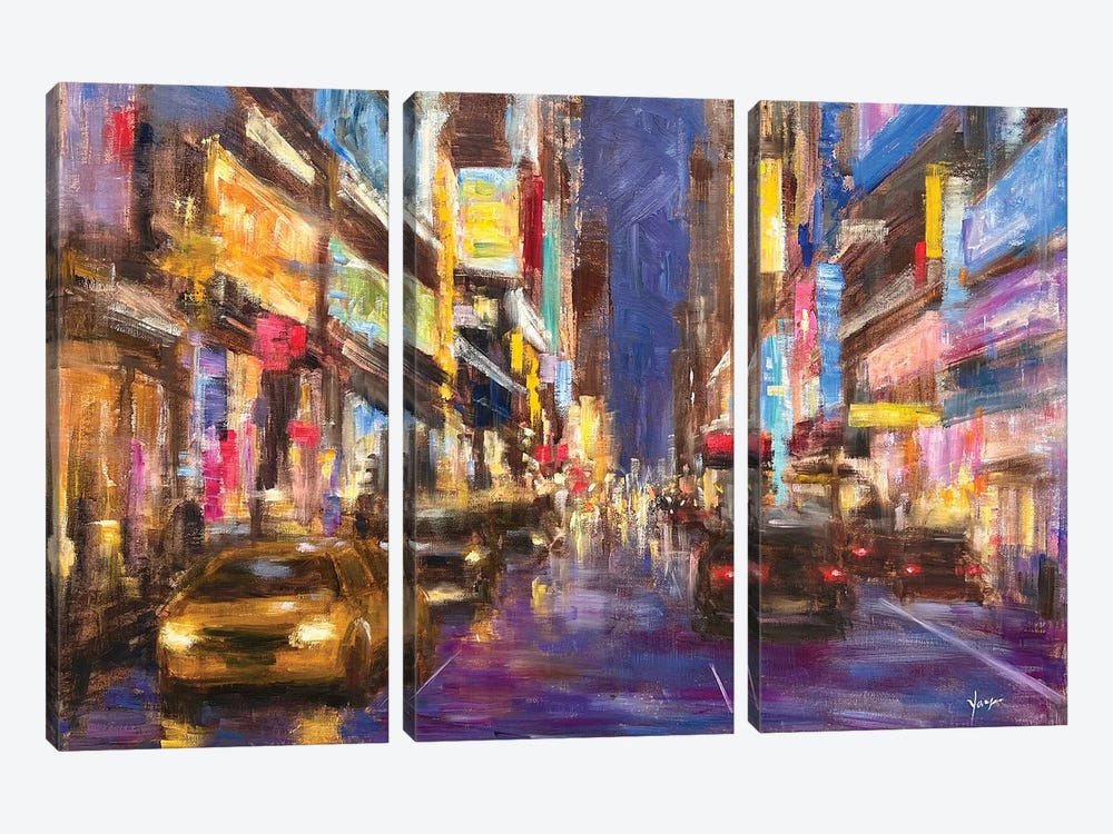 NYC Night by Yangzi Xu 3-piece Canvas Art