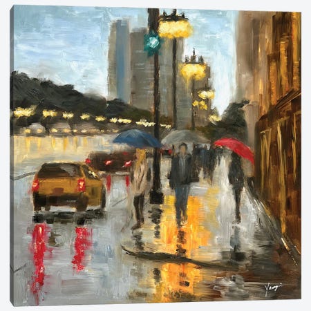 Rainy Afternoon On Michigan Ave Canvas Print #YXU16} by Yangzi Xu Canvas Art Print