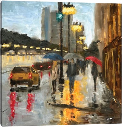 Rainy Afternoon On Michigan Ave Canvas Art Print - Yangzi Xu