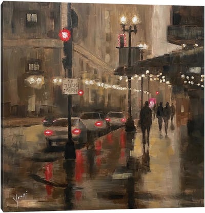 Winter Evening, Randolph Street Canvas Art Print - Yangzi Xu