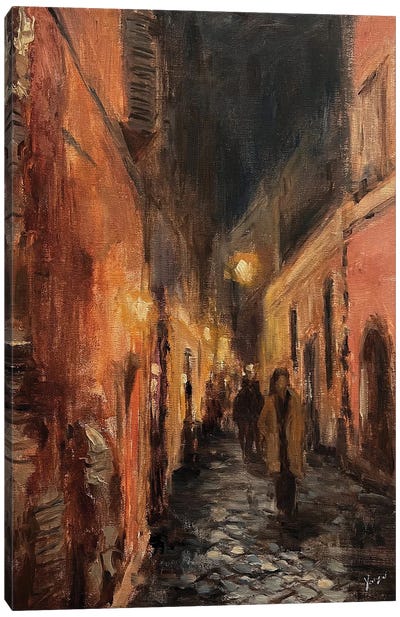 Alley In Rome Canvas Art Print - Moody Atmospheres