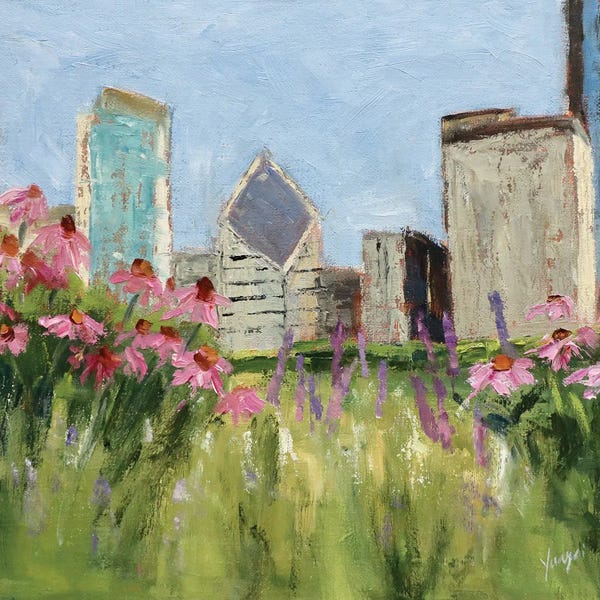 Yangzi Xu: Lurie Garden With Coneflowers by Yangzi Xu