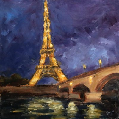 Eiffel Enchantment At Night by Yangzi Xu framed canvas print