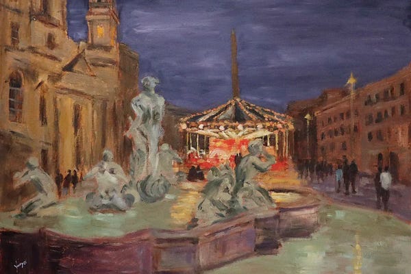 Yangzi Xu: Holiday Magic At Piazza Navona by Yangzi Xu