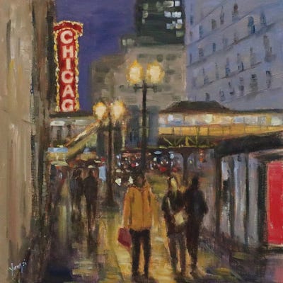 Winter Evening In Chicago by Yangzi Xu framed canvas print