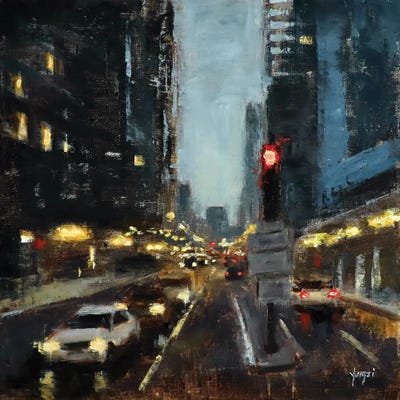Art by Asian & Pacific Islander Artists - Canvas Prints: Glimpse On Michigan Ave by Yangzi Xu