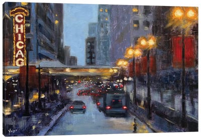 Evening In Chicago Canvas Art Print - Yangzi Xu