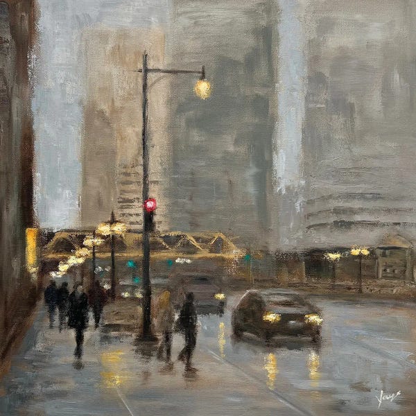 Yangzi Xu: Foggy Day On Wacker Drive by Yangzi Xu