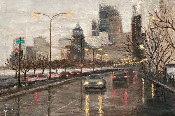 Illinois: Gold Coast In Misty Rain by Yangzi Xu