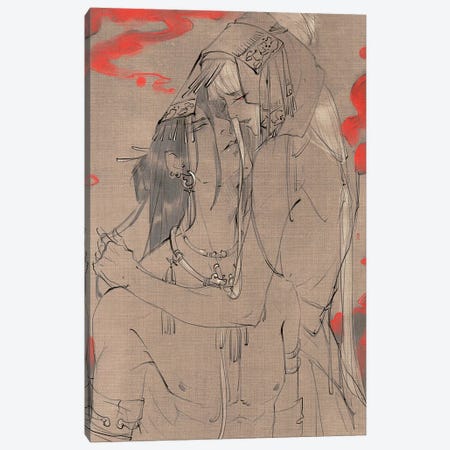Lovers Gaze Canvas Print #YYU18} by Art of Yayu Art Print