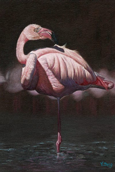Pink Flamingo Bird by Yue Zeng framed wall art