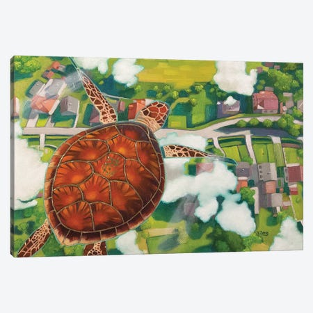 Flying Turtle Cruising Altitude Oil Canvas Print #YZG100} by Yue Zeng Canvas Art Print