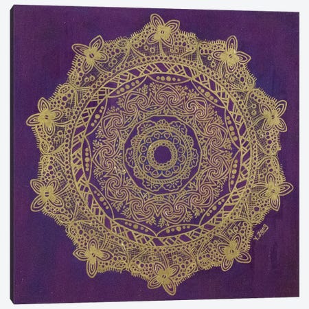 Gold Mandala Purple Lace Canvas Print #YZG109} by Yue Zeng Art Print