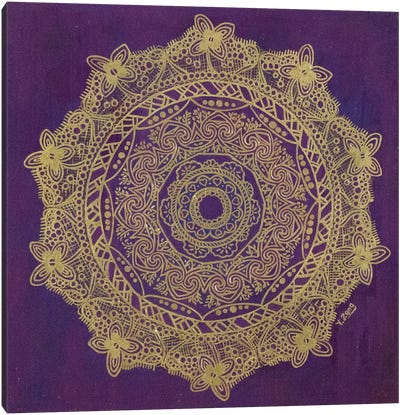 Gold Mandala Purple Lace Canvas Art Print
