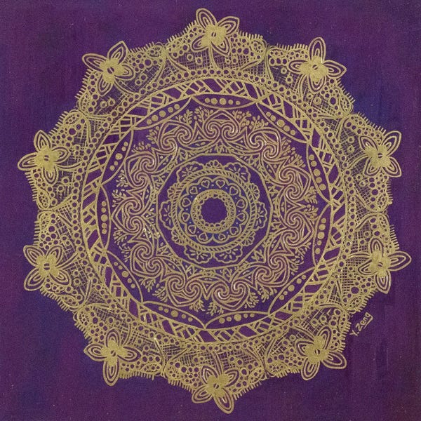 Mandalas: Gold Mandala Purple Lace by Yue Zeng