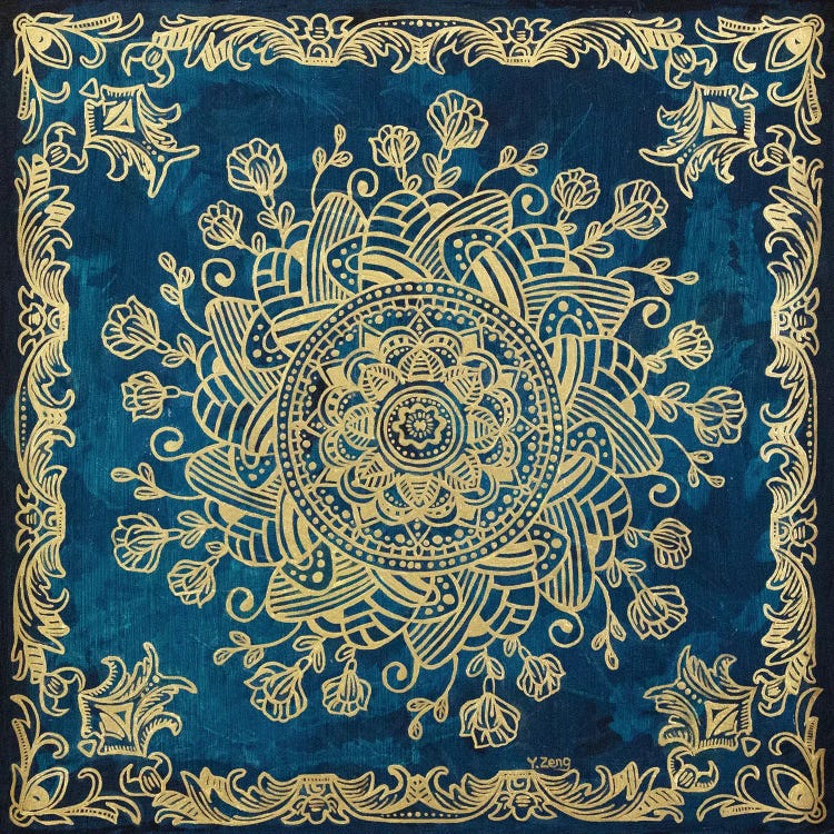 Gold Mandala Spiral Roses by Yue Zeng canvas print